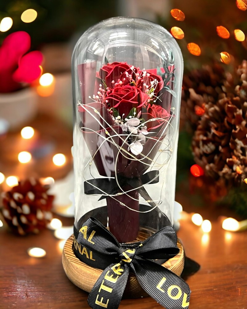 SINT Preserved Rose Gifts for Women, Forever Real in Deep Red Bouquet