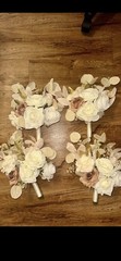 Artificial Rose Wedding Bridesmaid Bouquets White Cream Gold Mauve – Set of 4