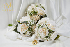 6.5″ Ivory Bridesmaid Bouquet Set of 6 – Elegant Artificial Flowers