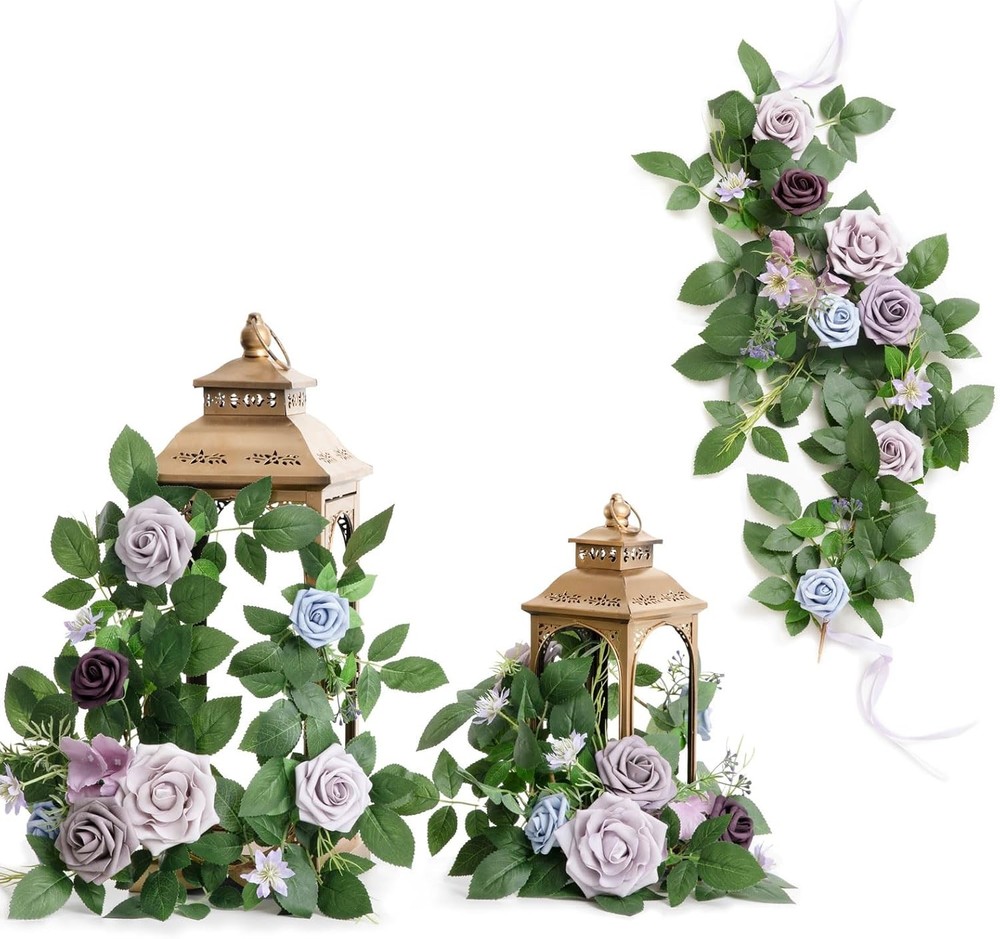 6Pack 2ft Artificial Flowers Garland Dusty Rose Lantern Flower Centerpieces