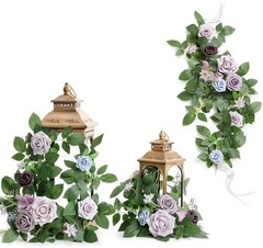 6Pack 2ft Artificial Flowers Garland Dusty Rose Lantern Flower Centerpieces