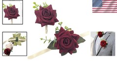 Handcrafted Burgundy Floral Corsage and Boutonniere Set – Perfect Wedding Gift