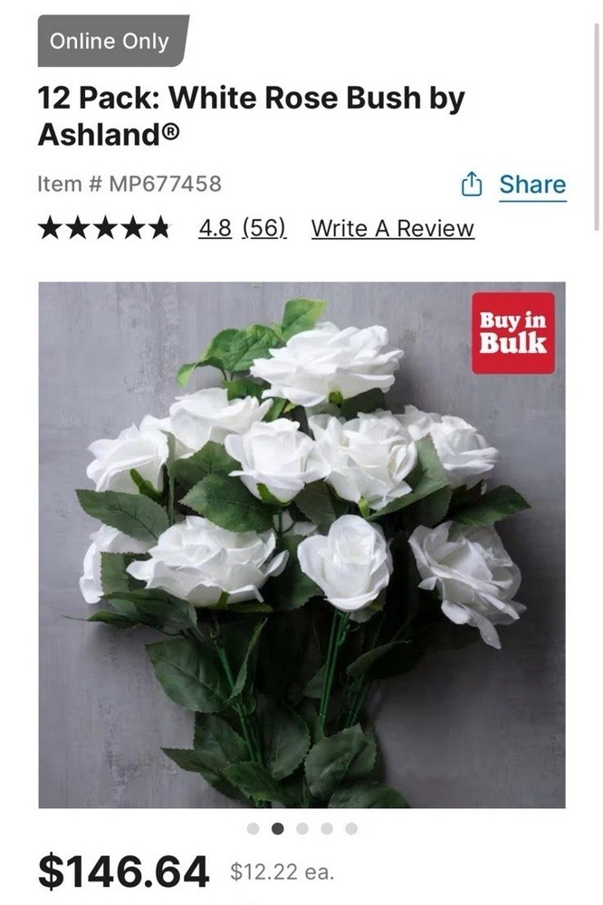 New 12 Pack White Rose Bush by Ashland from Michaels artificial flowers