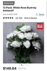 New 12 Pack White Rose Bush by Ashland from Michaels artificial flowers