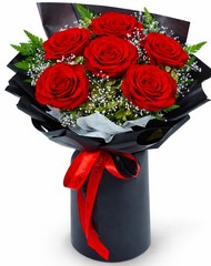 TUCCI FLORAL-Preserved Real Red Roses Bouquet, Forever Flowers with