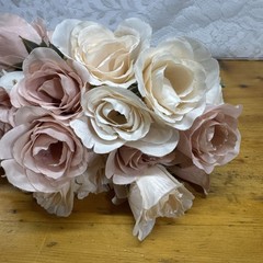 ROSEBUD Silk Fake Flower Pink Blush Blooming•Flower Heads•Garden•Florals 20