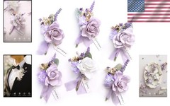 Elegant Purple Boutonnieres – Wedding Flowers