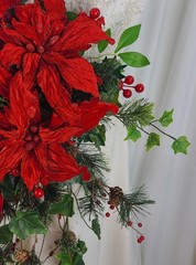 Christmas Poinsettia Waterfall Faux Silk Wedding Bouquet