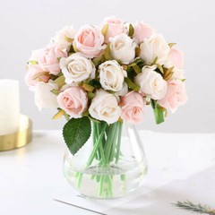 12Heads Rose Flowers Wedding Bouquet Silk Floral Artificial Flowers Home Decor