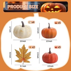 LZNPA 16PCS Artificial Mini Fake Pumpkins Set with 16 Pcs Fall Pumpkin