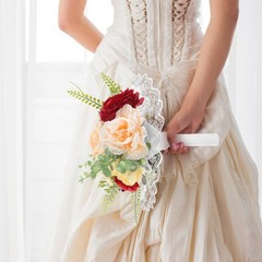 2Pcs Bridal Lace Bouquet Collars Wedding Flower Handle Reusable DIY White Floral