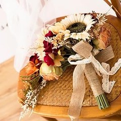 9 Inch Vintage Sunflower Wedding Bouquets for Bride Artificial Burgundy Rose