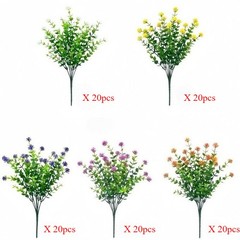100Pc Artificial Flowers Fake Eucalyptus Plant Outdoor Wedding Home Garden Decor