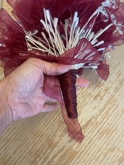 Burgundy/ Maroon Ramo Quinceañera Ribbon/ Clear Crystals / Beads Bouquet