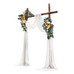 Uimoso Artificial Wedding Arch Flowers Kit Yellow 2 Pcs Flowers 1 Pcs Drapes