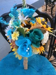 WEDDING FLOWERS BOUQUETS Decorations Sunflowers teal turquoise sale thru 9/1