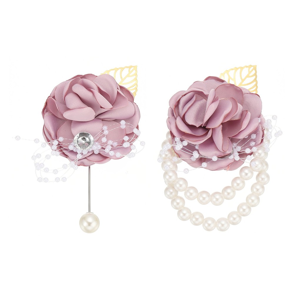 Rose Bridesmaid Wrist Flower Corsage Artificial Bride Wrist Corsage Purple