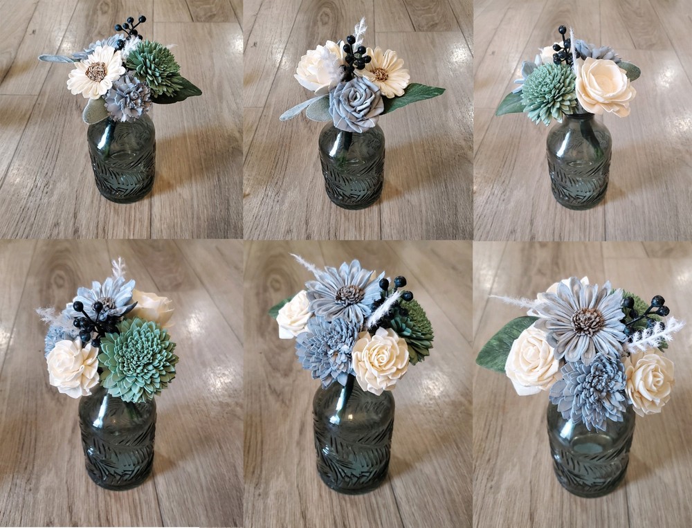 Dusty Blue Wedding Centerpieces for Jars Sage Sola Wood Flower Bouquets Shower
