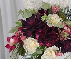 Boho Garden Succulent Faux Silk Wedding Bouquet