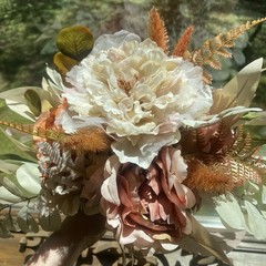 Bridal Wedding Bouquet Budget Friendly Handmade Faux Flowers White Pink Orange
