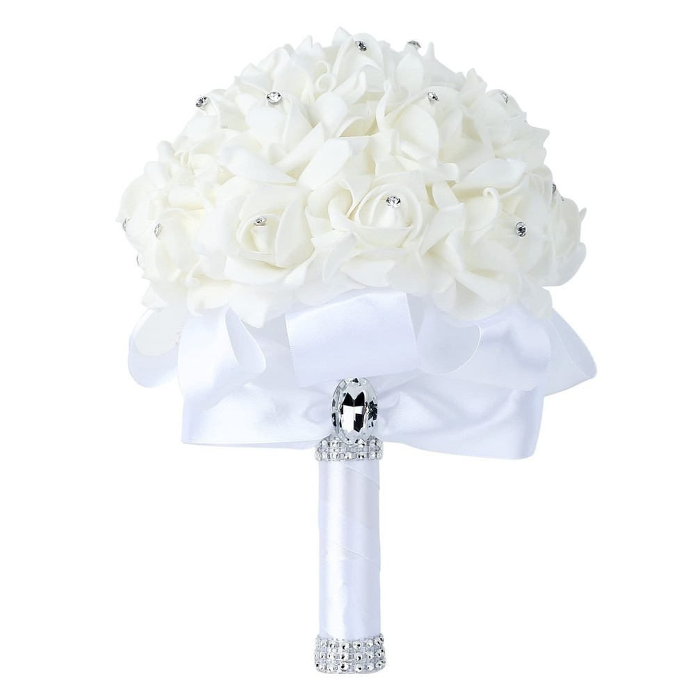 Wedding Bouquet Crystal Roses Bridesmaid Bouquet, Bridal Bouquet Artificial F…