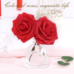 Artificial Flowers Fake Roses with Stems Boxed Foam Roses for DIY 16Pcs Red