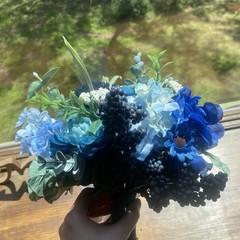 Bridal Wedding Bouquet Beautiful Budget Handmade Faux Flowers White Blue Green
