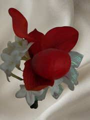 Handmade pin on lady slipper orchid Corsage or boutonniere