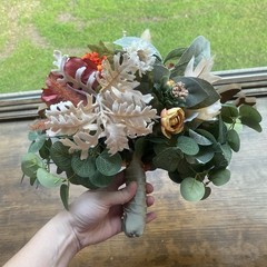 Bridal Wedding Bouquet Budget Friendly Beautiful Faux Flowers White Pink Orange