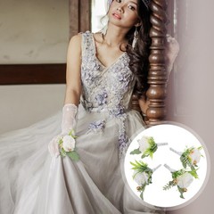 4Pcs Reusable Fabric Groom Boutonniere and Bridesmaid Corsage Wedding Accessory