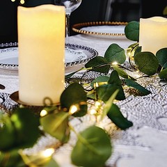 GREEN 32 ft LED Eucalyptus Leaves GARLAND Battery Operated Fairy Lights Wedding