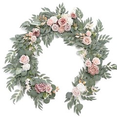 Ling’s Moment Artificial Eucalyptus Garland with Flowers 6FT, Wedding Table G…