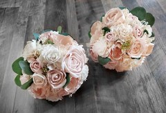 Blush Peach Pink Bridal Bouquet Sola Wood Flower Artificial Bridesmaid Wedding
