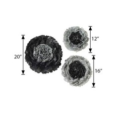 6 pack 12″ 16″ 20″ Charcoal Grey Tissue Paper Carnation Flowers Backdrop