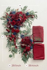 Burgundy Artificial Wedding Arch Flowers Kit Pack of 4, 2pcs Hanging Flower