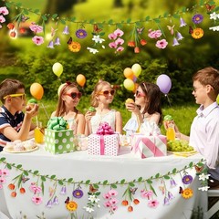 Ghegicu 2PCS Flower Banner Reusable Wildflower Garland Floral for Spring Pink