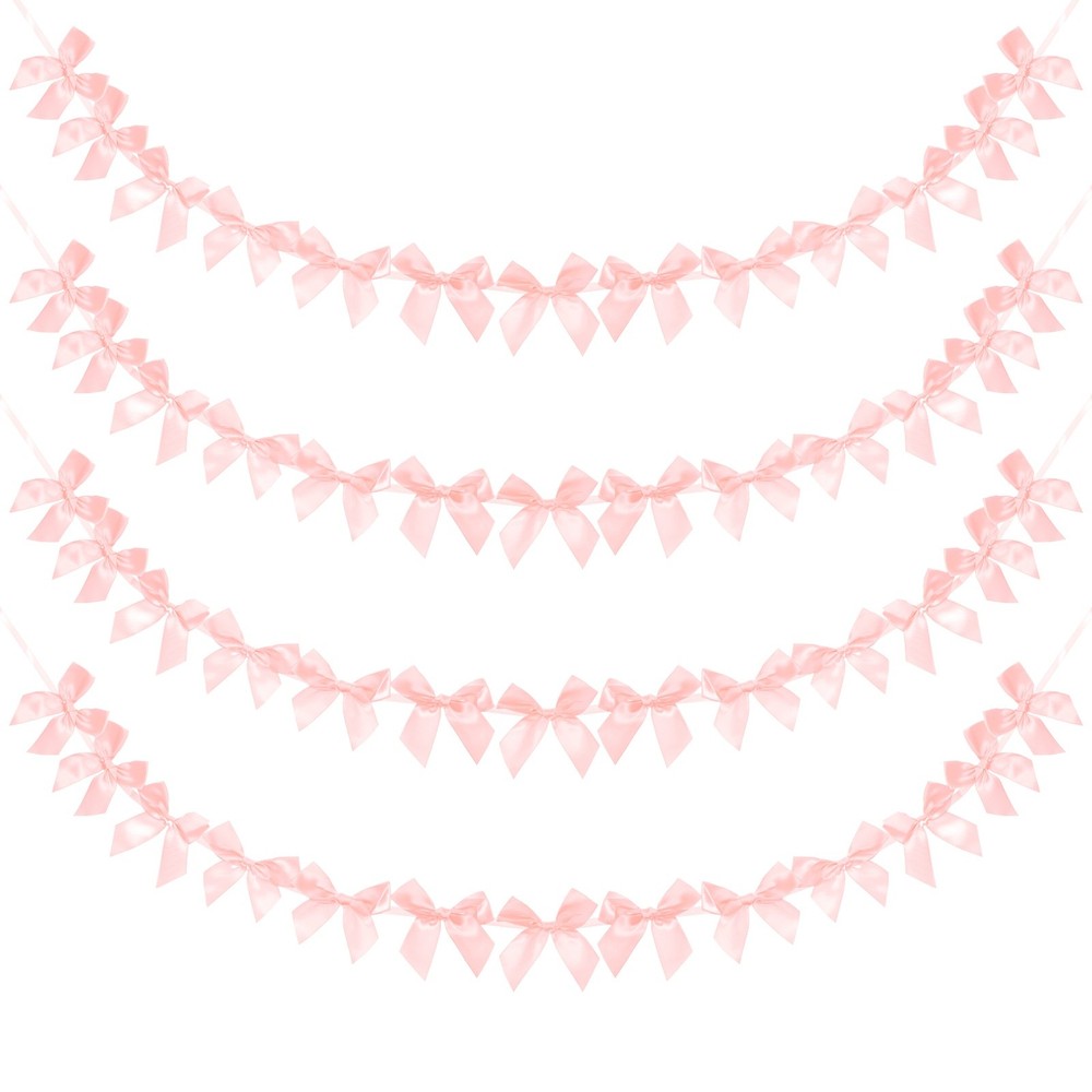 4 String of 13 PCS Light Pink Bow Garland Banner Decoration Party Bow