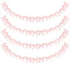 4 String of 13 PCS Light Pink Bow Garland Banner Decoration Party Bow