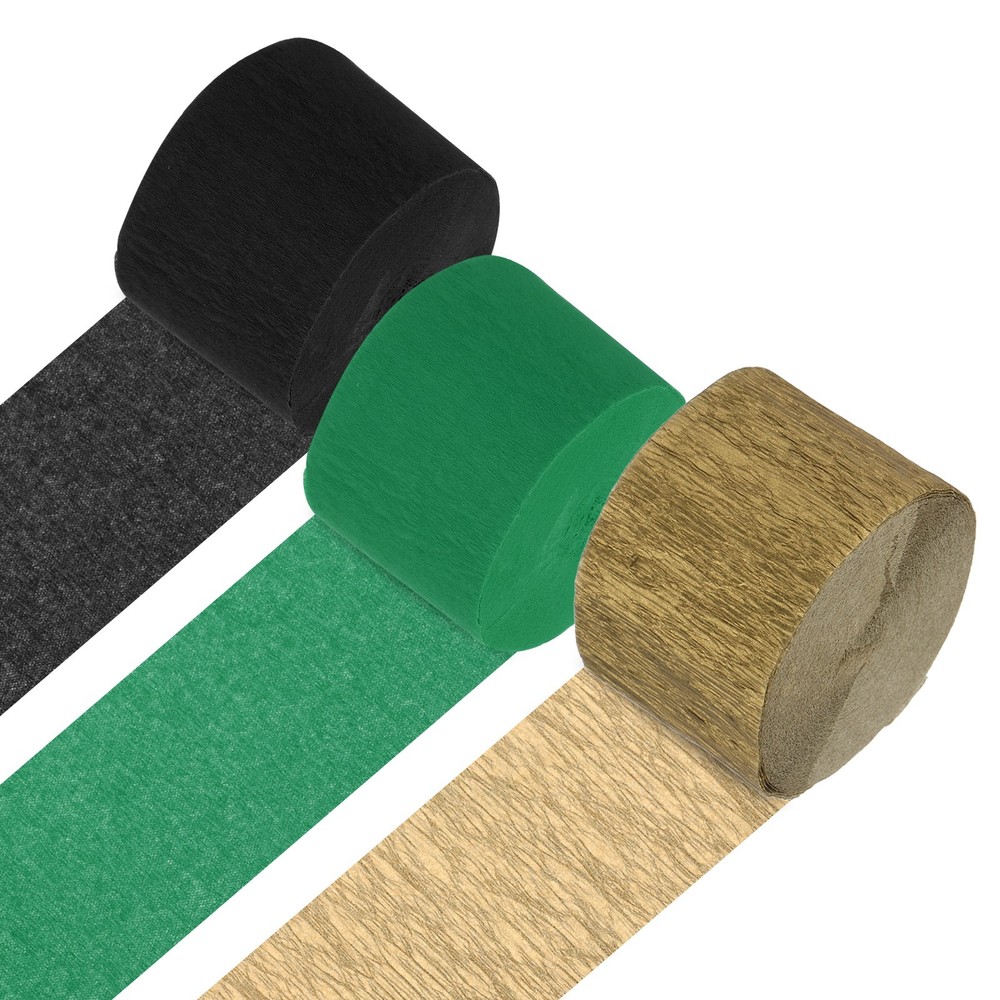 3Roll 1.8″x72FT Crepe Paper Streamers Decorations Black/Dark Green/Brown