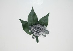 Silver Rose Pin Boutonniere Groom Best Man Prom Wedding Quinceanera Corsage