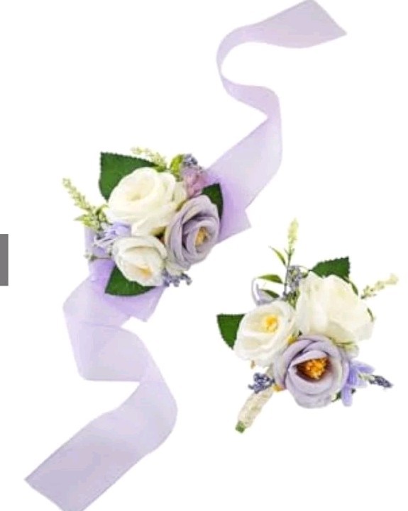 Ansofi Purple Wrist Corsage and Boutonniere Set for Groom Bride Groomsmen Brides