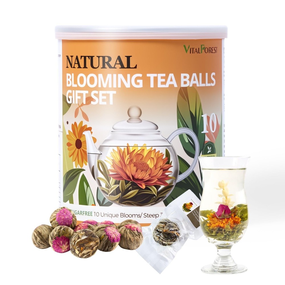 Blooming Tea Gift Set, 10 Unique Varieties Flowering Balls, VitalForest…
