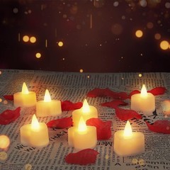 1000 Pétalos De Rosa Artificiales Velas 24 Pieza LED Sin Llama, Para Decoración.