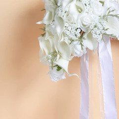 Elegant 11″ White Calla Lily Cascading Bridal Bouquet for Weddings & Showers