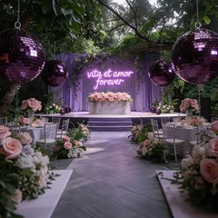 AplusChoice 8PCS Disco Ball 7″/12″/16″/20″/24″ 70s 80s Party Wedding Purple