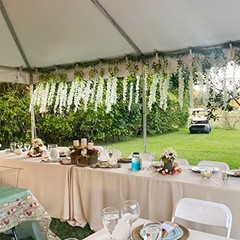 Artificial Wisteria Hanging Flowers Fake Wisteria Flower Garland Silk 12 White