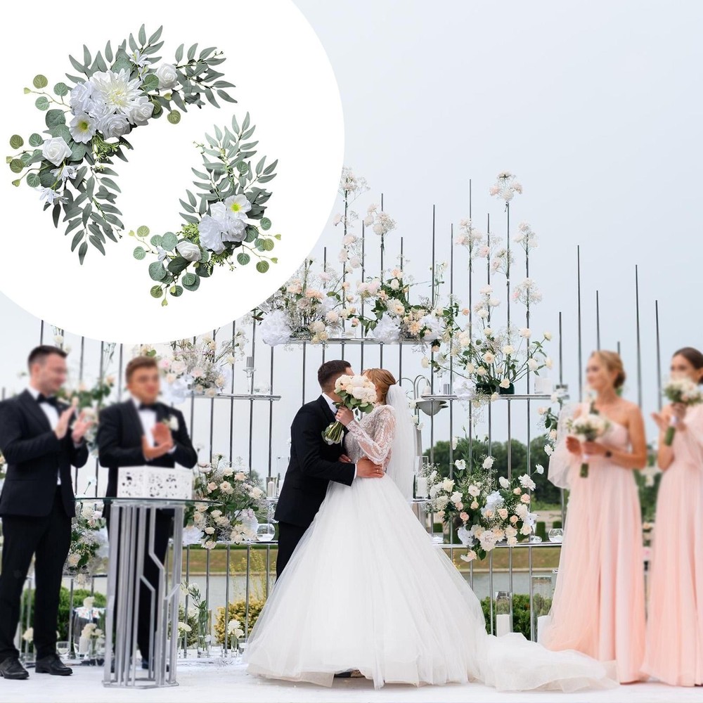 2 Pieces Wedding Arch Artificial Flowers Backdrop Floral Swags Wedding Welcome