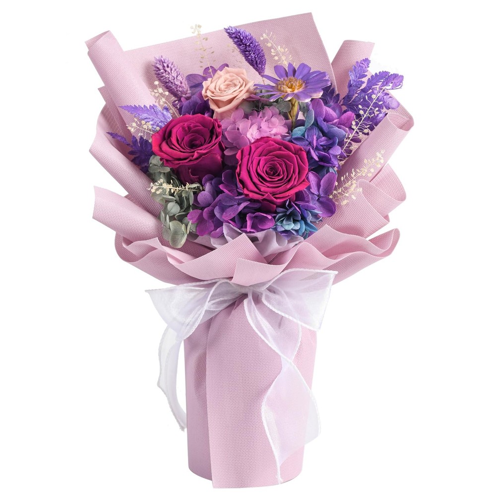 lovenfold Preserved Flowers for Delivery, Purple Rose Bouquets That