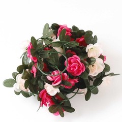 2 BLUSH FUCHSIA 8 ft long Silk Mini Rose Wedding Garland Leaves Bendable Wire
