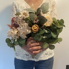 Bridal Wedding Bouquet Budget Friendly Beautiful Faux Flowers White Pink Orange